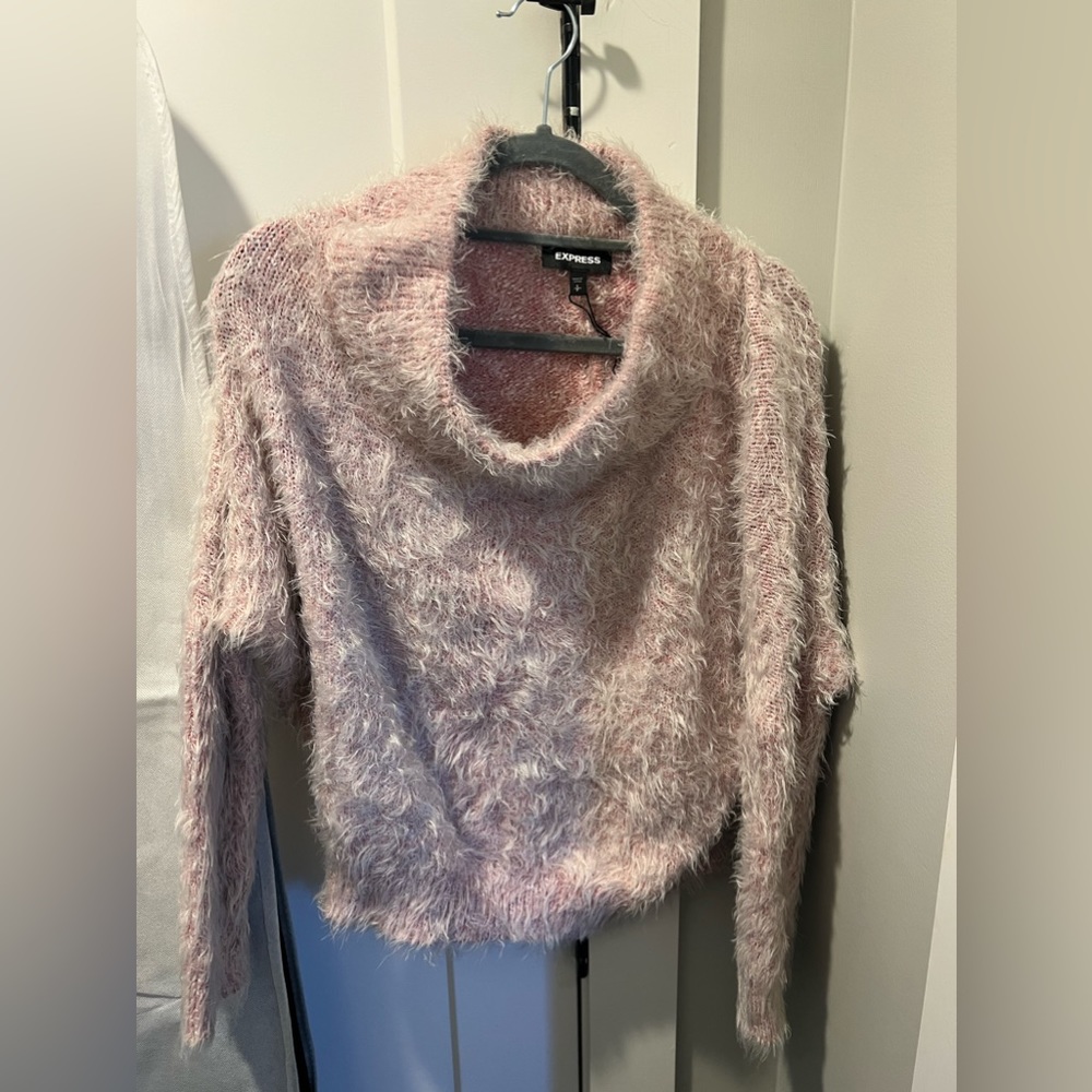Express Women’s Furry Sweater Pink Sz Small